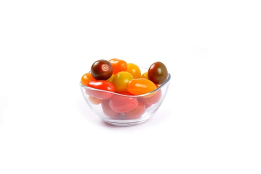 Cherry tomatoes on white background