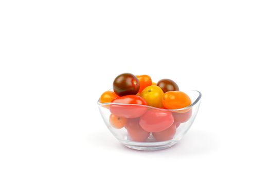 Cherry tomatoes on white background