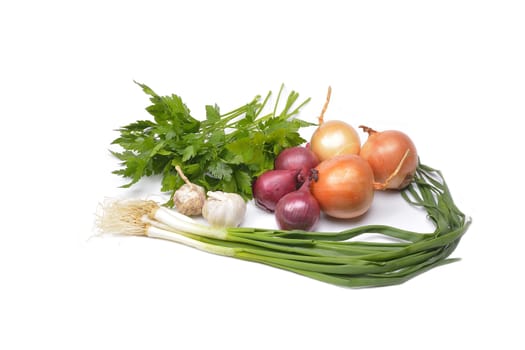 vegetables on a white background