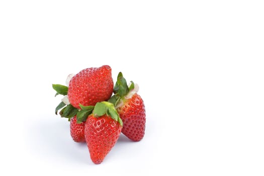 fresh raw strawberries isolated over white background