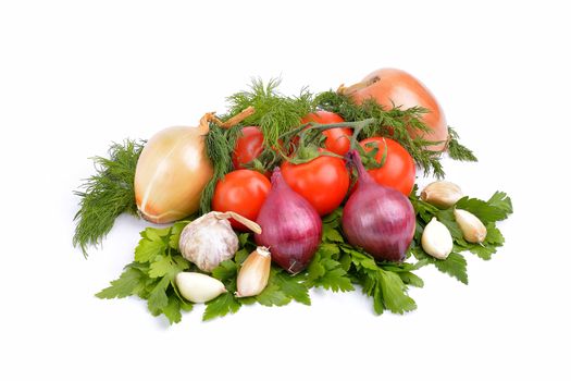 vegetables on a white background