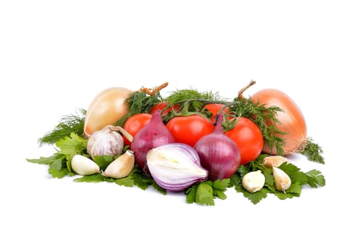 vegetables on a white background