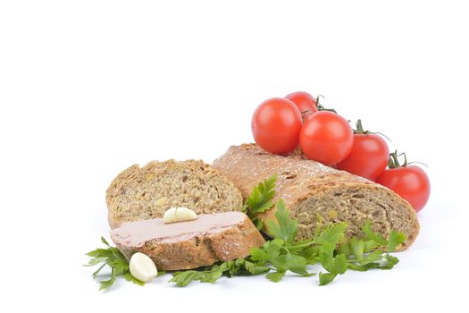 fresh red tomatoes with bread