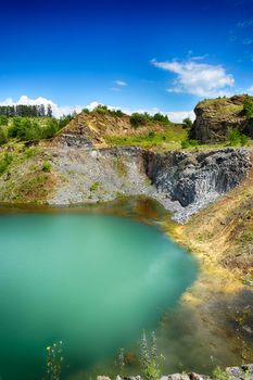 The emerald lake of Racos, Brasov county, Romania