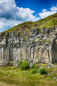 Natural basalt columns in Racos, Brasov
