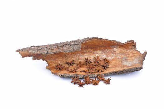 Spices lying on a wooden surface