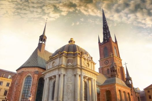 Old architecture. The church Riddarholmen in Stockholm