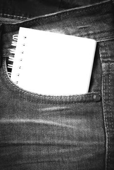 notebook paper in jean pocket pants black and white tone color style