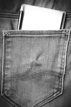 notebook and pencil in jean pocket black and white tone color style