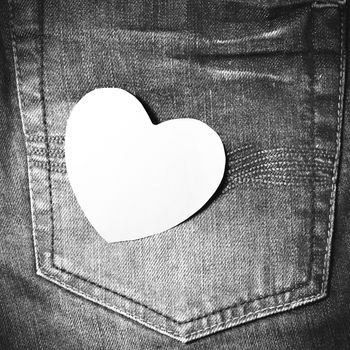 red heart on jean black and white tone color style