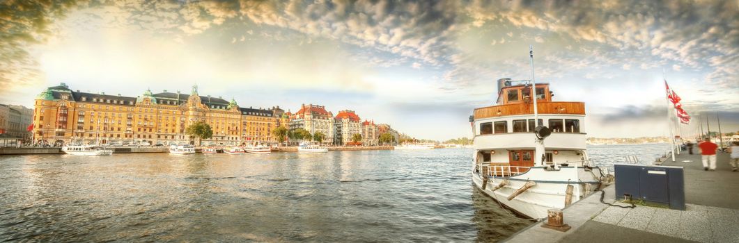 Scandinavia. Panorama of port in Stockholm.