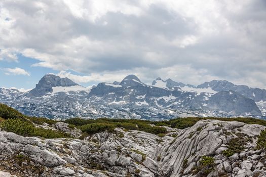 Dachstein mountains, in the foreground the mountain Taubenkogel and the Hoher Gjaidstein