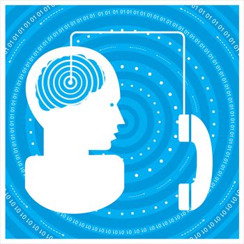 global communications silhouette of a man's head with a network. Concept of communication