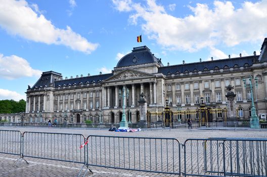 Brussels, Belgium - May 12, 2015: People visit The Royal Palace of Brussels. The official palace of the King and Queen of the Belgians in the centre of the nation's capital Brussels.