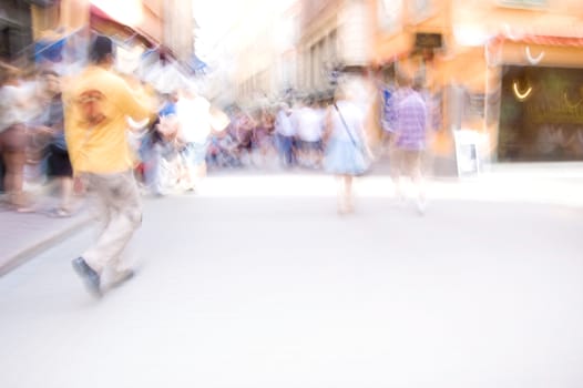 Hurrying people. Abstract picture with free copy space.