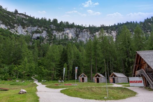 Obertraun, Austria - June 27, 2014: Dachstein museum - Ice cave, Mammut cave, museum village.