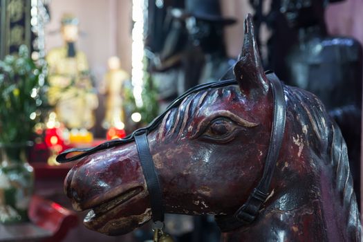 SAIGON, VIETNAM - JANUARY 27, 2014: Horse statue in Jade Pagoda