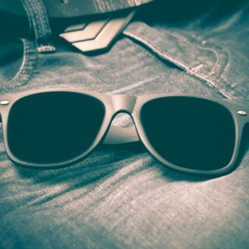 sunglasses on jean pants retro vintage style