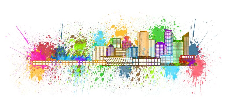 Vancouver British Columbia Canada City Skyline Paint Splatter Color Isolated on White Background Illustration