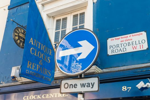 LONDON - JUNE 14, 2015: Buildings of Portobello Road in Notting Hill. London is visited by 50 million people annually.