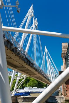 Jubilee Bridge in London over river Thames.