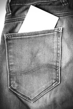 note in jean pocket black and white tone color style