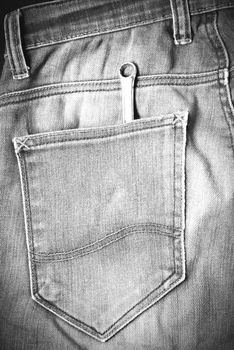 screwdriver in jean pocket pants black and white tone color style