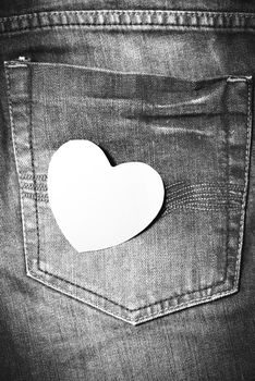 red heart on jean black and white tone color style