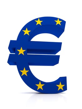 Large Euro symbol combined with the European Union stars. It is related to the ECB.