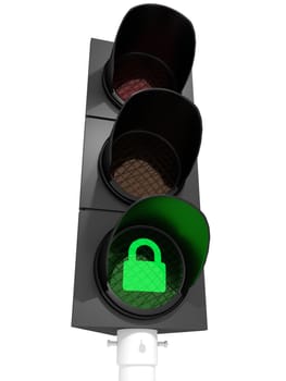 A traffic light showing a "padlock"-sign