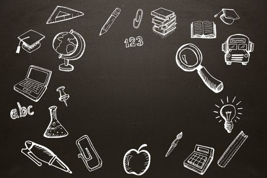 Education doodles against blackboard