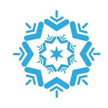 Delicate digital blue snowflake design on white background