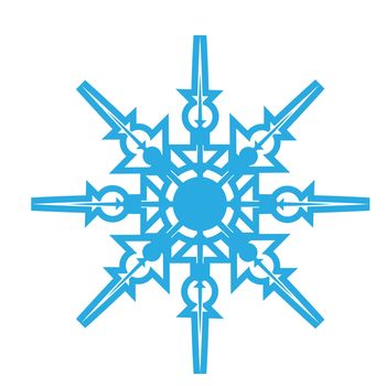 Delicate digital blue snowflake design on white background