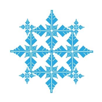 Delicate digital blue snowflake design on white background