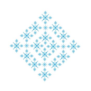 Delicate digital blue snowflake design on white background