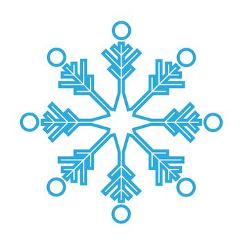 Delicate digital blue snowflake design on white background