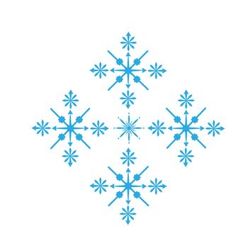 Delicate digital blue snowflake design on white background