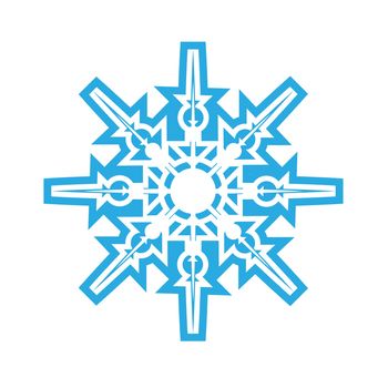 Delicate digital blue snowflake design on white background