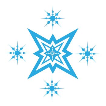 Delicate digital blue snowflake design on white background