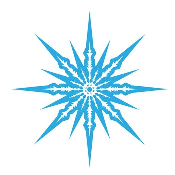 Delicate digital blue snowflake design on white background