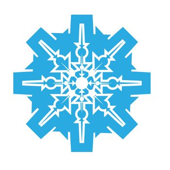 Delicate digital blue snowflake design on white background