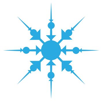 Delicate digital blue snowflake design on white background