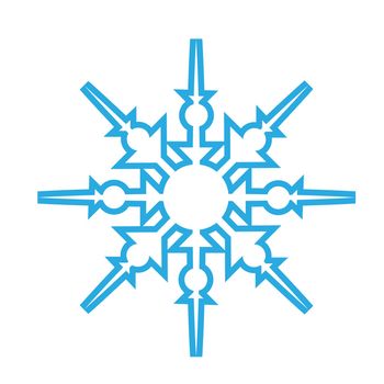 Delicate digital blue snowflake design on white background