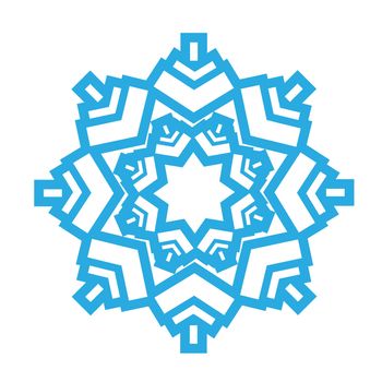 Delicate digital blue snowflake design on white background