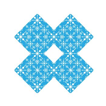 Delicate digital blue snowflake design on white background