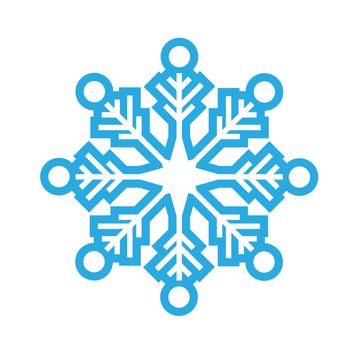 Delicate digital blue snowflake design on white background