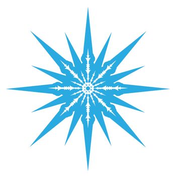 Delicate digital blue snowflake design on white background