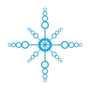 Delicate digital blue snowflake design on white background