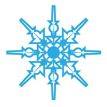 Delicate digital blue snowflake design on white background