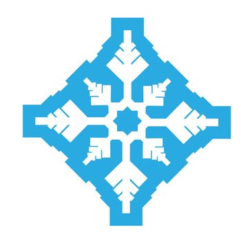 Delicate digital blue snowflake design on white background